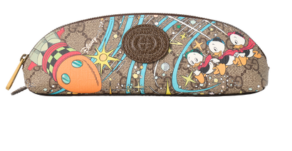 Gucci X Disney Donald Duck GG Pencil Case, &pound;250, Accessories, Brown, Canvas, Front view